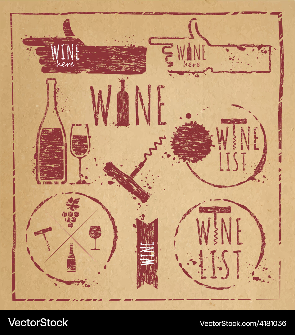 Wine set Royalty Free Vector Image - VectorStock