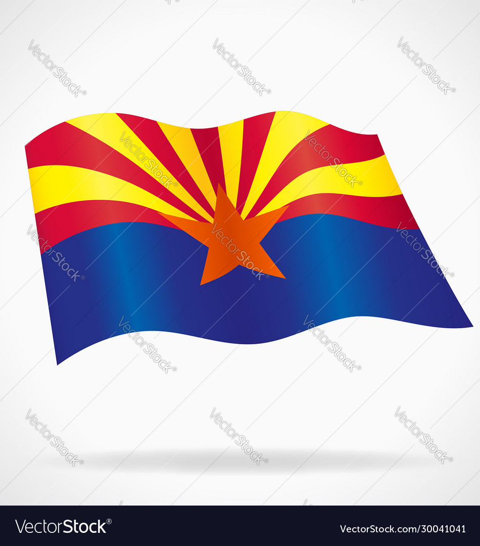 Arizona az state flag flying Royalty Free Vector Image