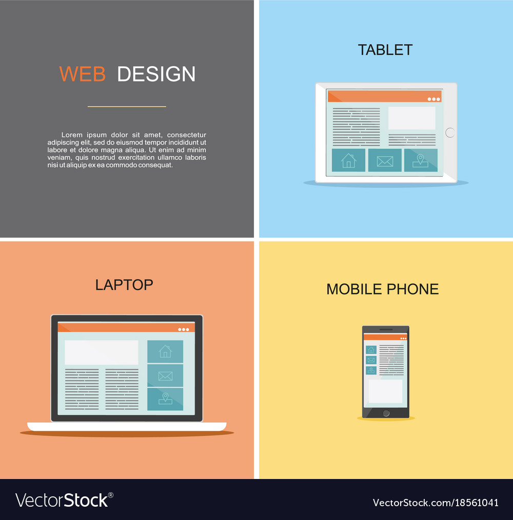 Responsive web design flat style Royalty Free Vector Image