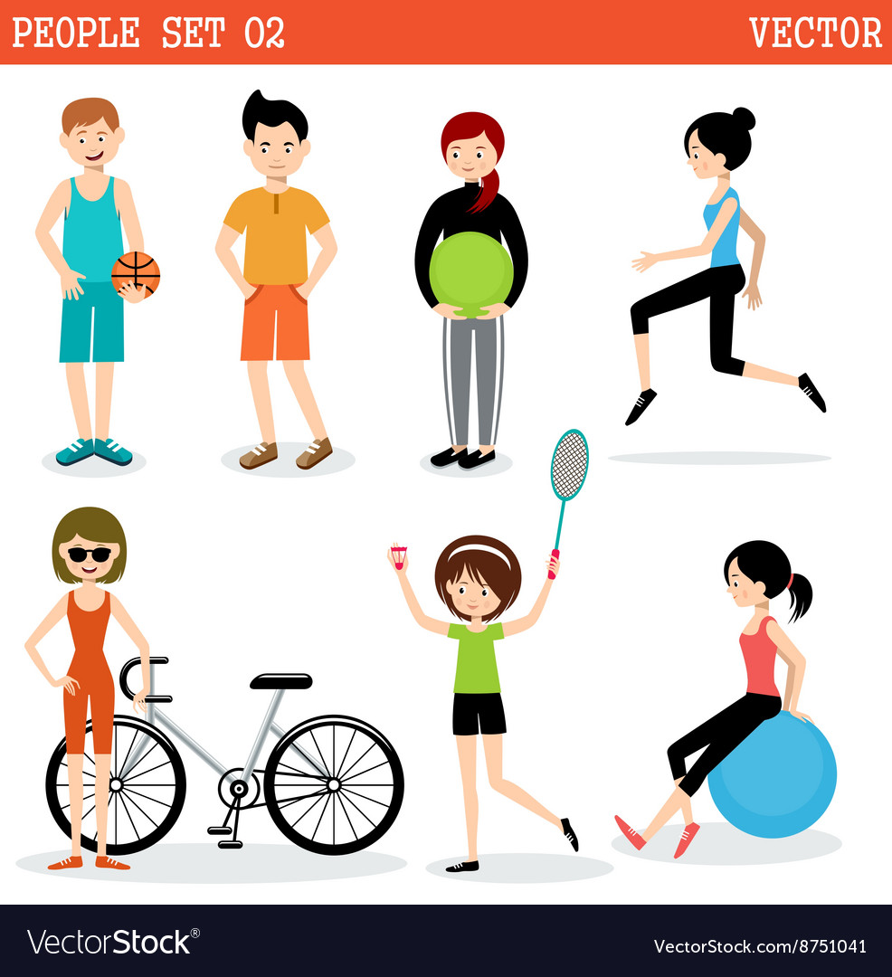 Set People Playing Sports Royalty Free Vector Image