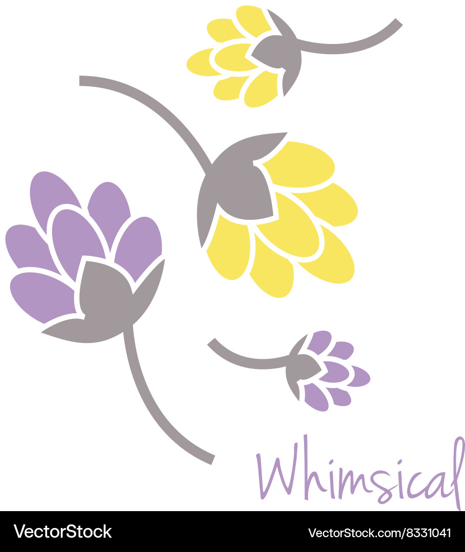 Set Of Whimsical Flowers Vector Illustration