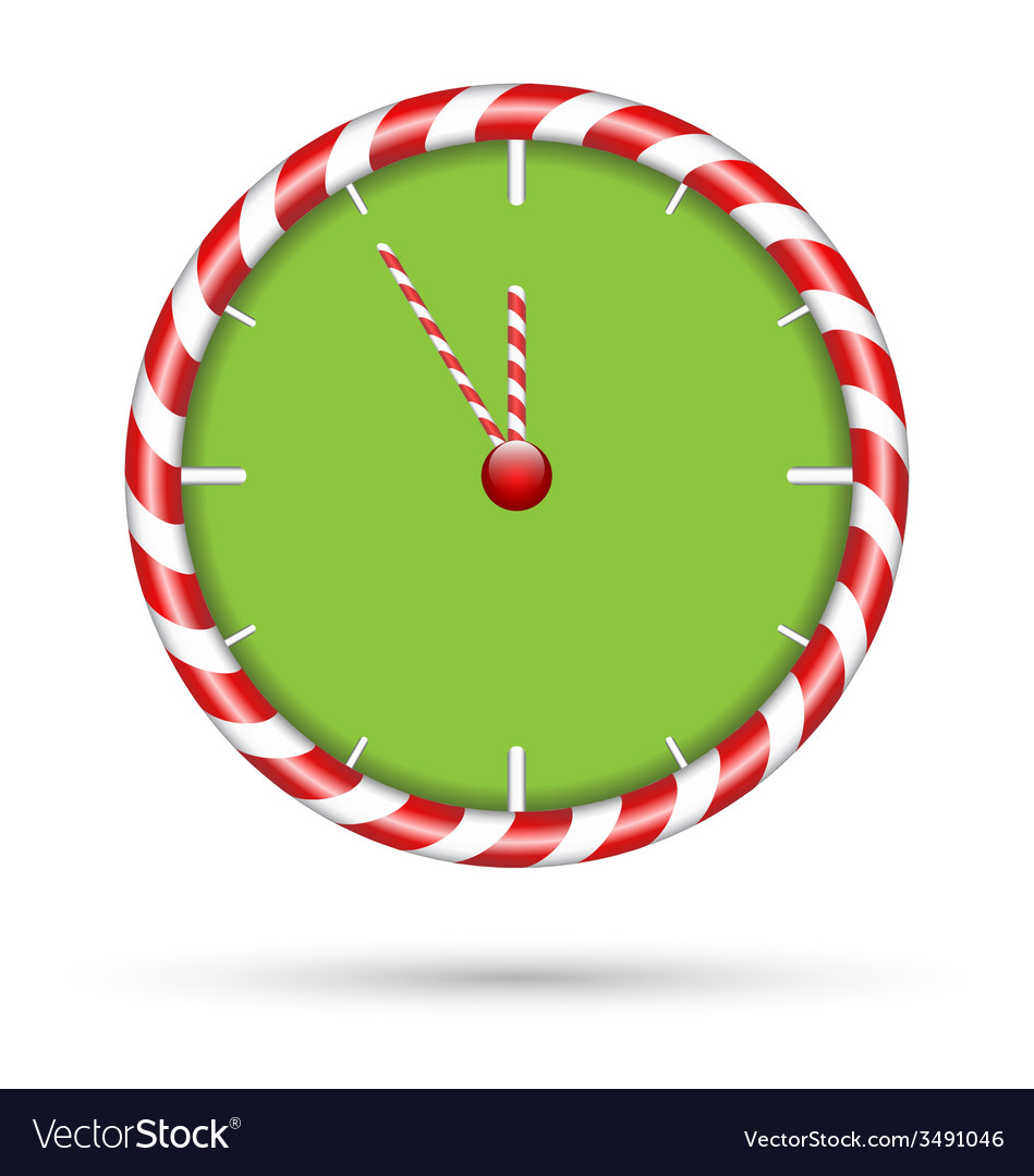 Candy cane clock isolated on white Royalty Free Vector Image