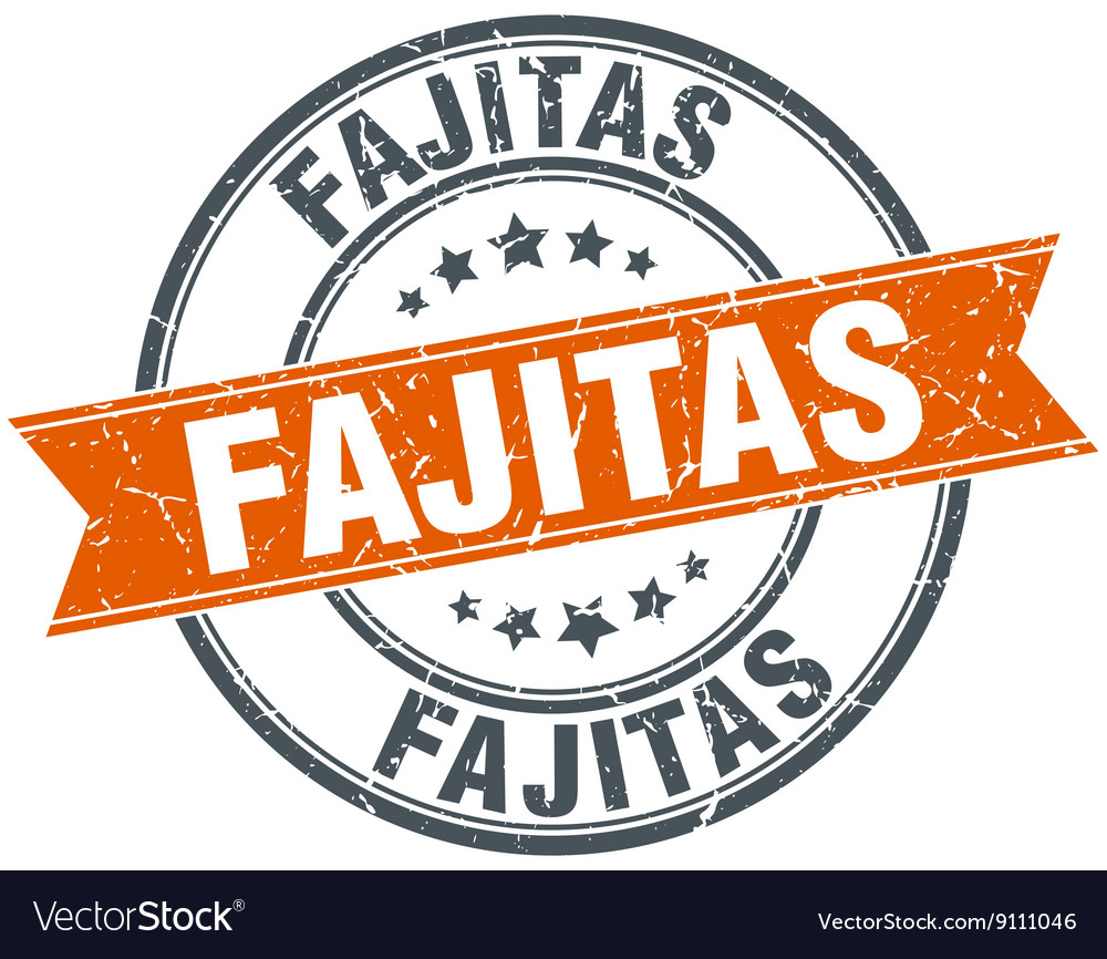 Fajitas round orange grungy vintage isolated stamp