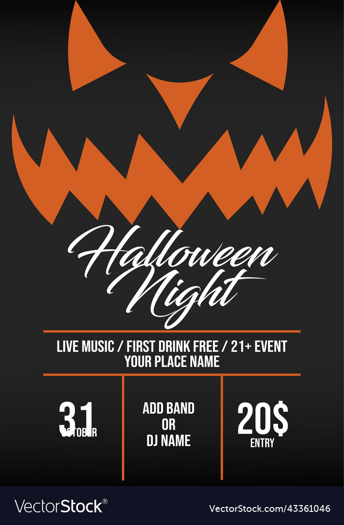 Halloween night party poster flyer design Vector Image