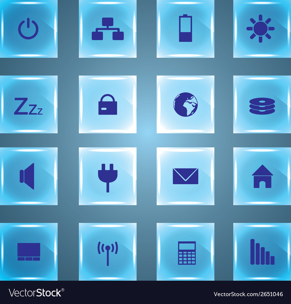 Laptop and pc indication glass buttons eps10 Vector Image