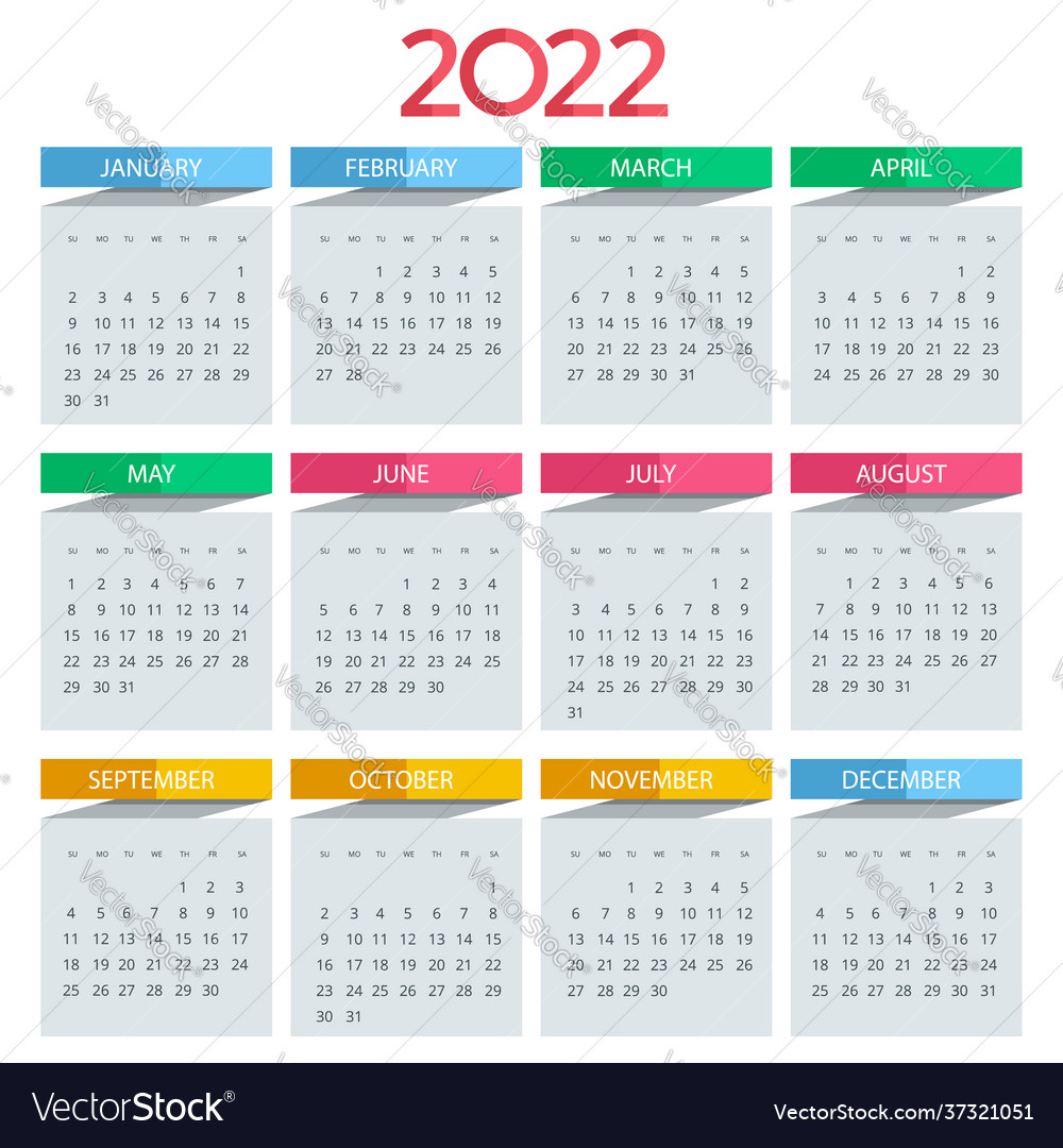 Calendar planner for 2022 calendar template for Vector Image