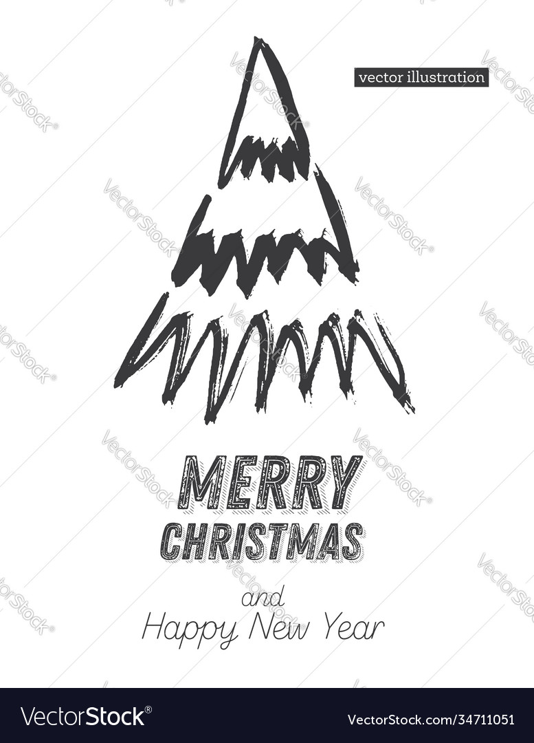 Christmas tree sketch isolated on white vector image Christmas tree sketch isolated on white