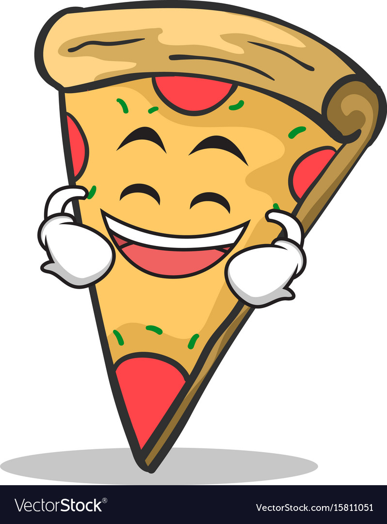 Laughing face pizza character cartoon Royalty Free Vector