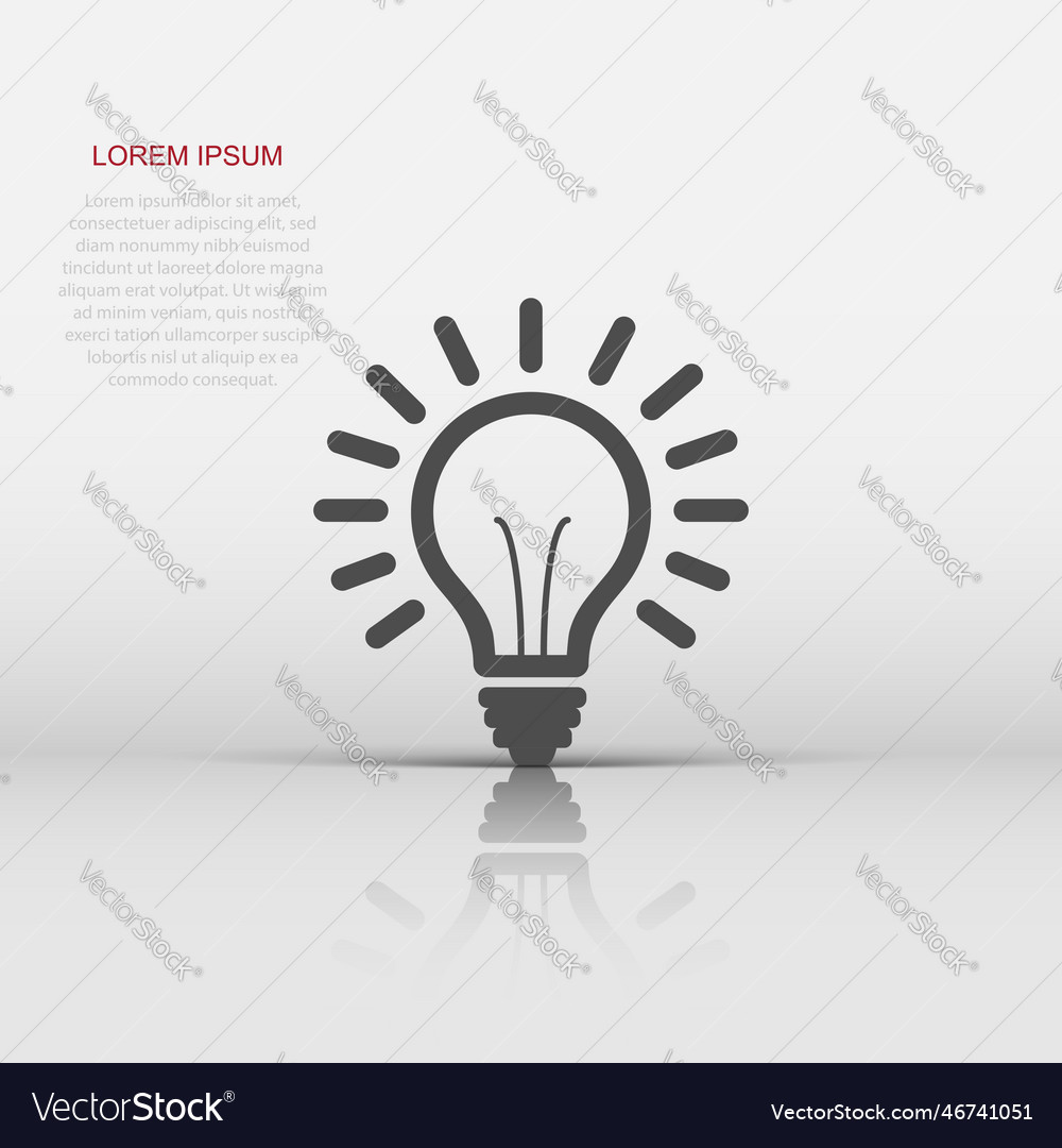 Light bulb icon in flat style lighting electric Vector Image