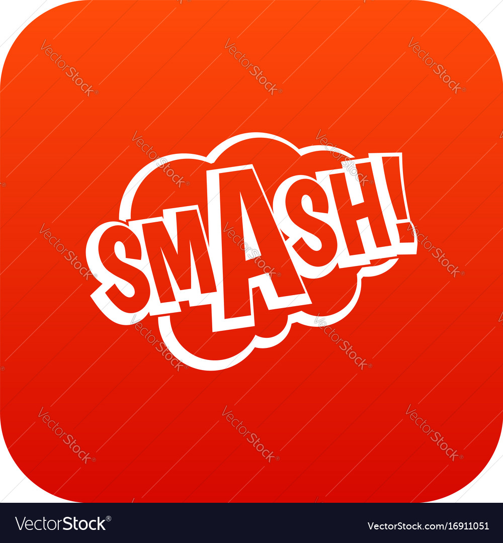 smash comic book bubble text icon digital red vector image