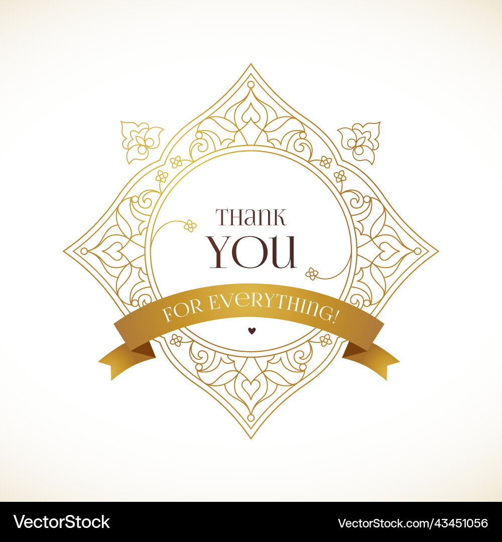 Golden frame for thank you message Royalty Free Vector Image