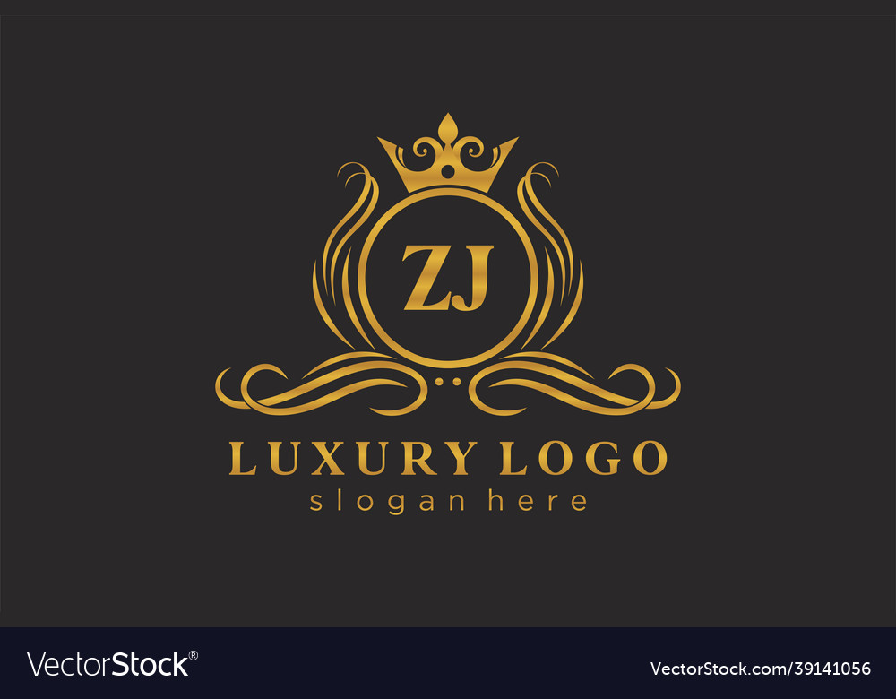 Initial zj letter royal luxury logo template Vector Image