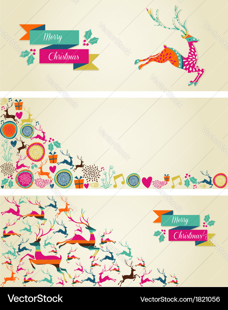Merry christmas elements template web banners set Vector Image