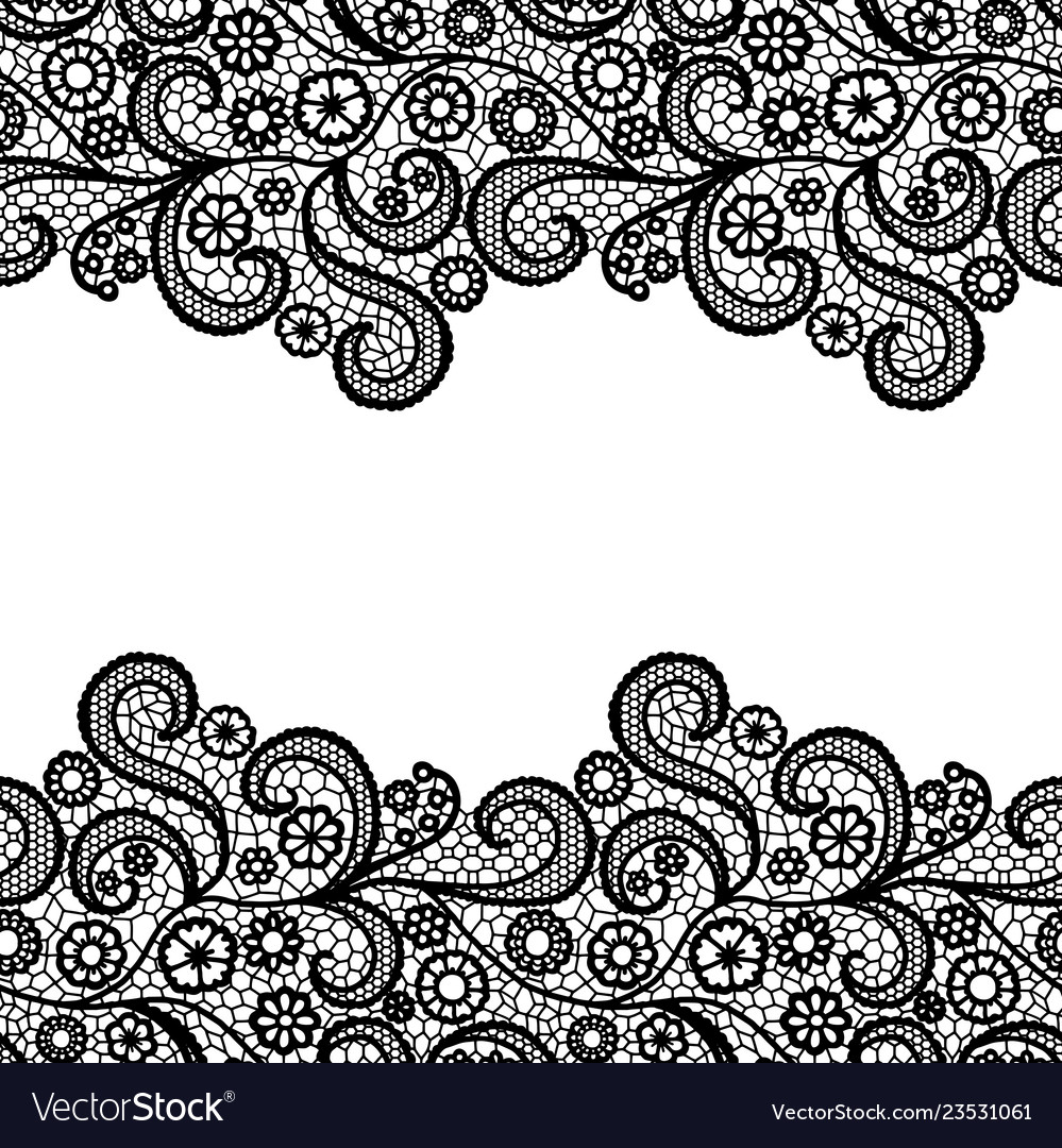 Vector seamless lace ribbon borders. Illustration of lace pattern