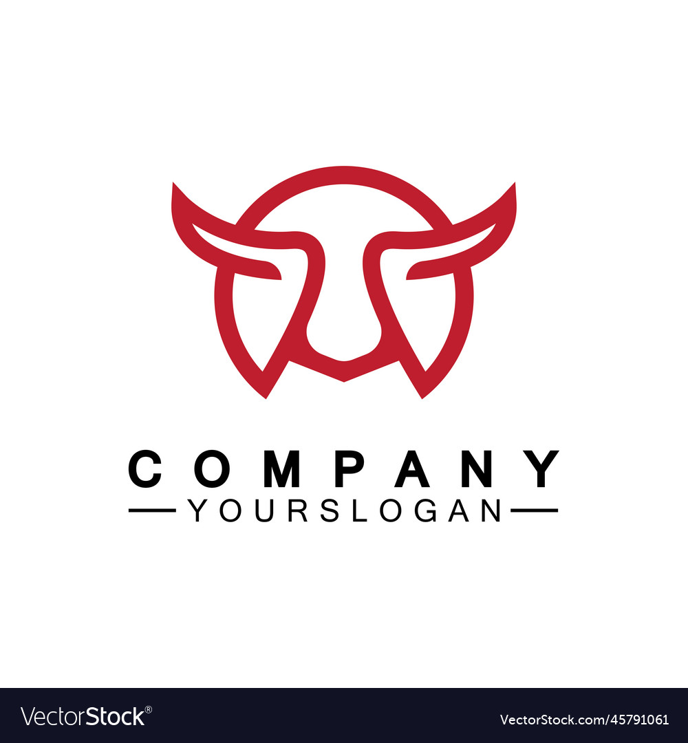 Bull monoline logo design template Royalty Free Vector Image