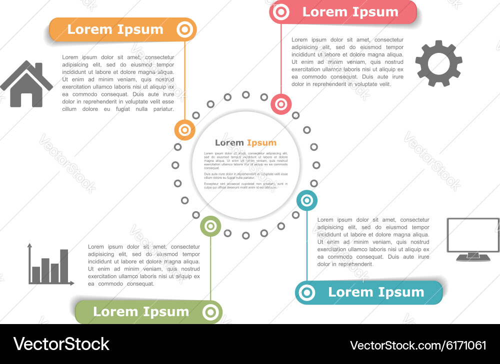 Circle diagram with four elements Royalty Free Vector Image