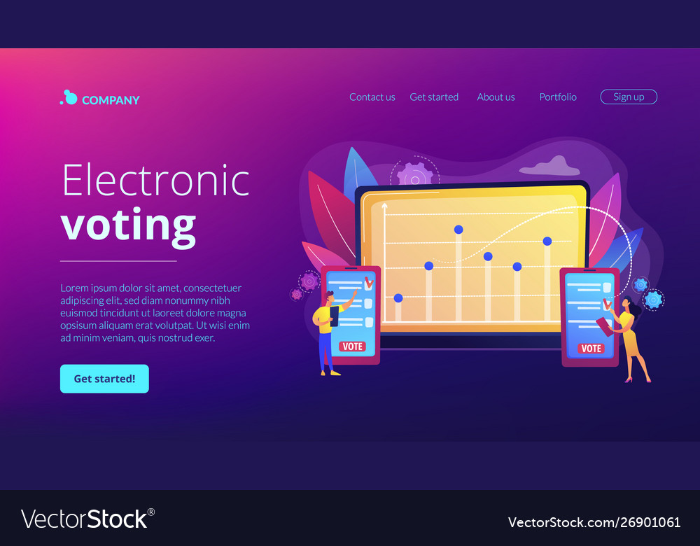 Electronic voting concept landing page Royalty Free Vector