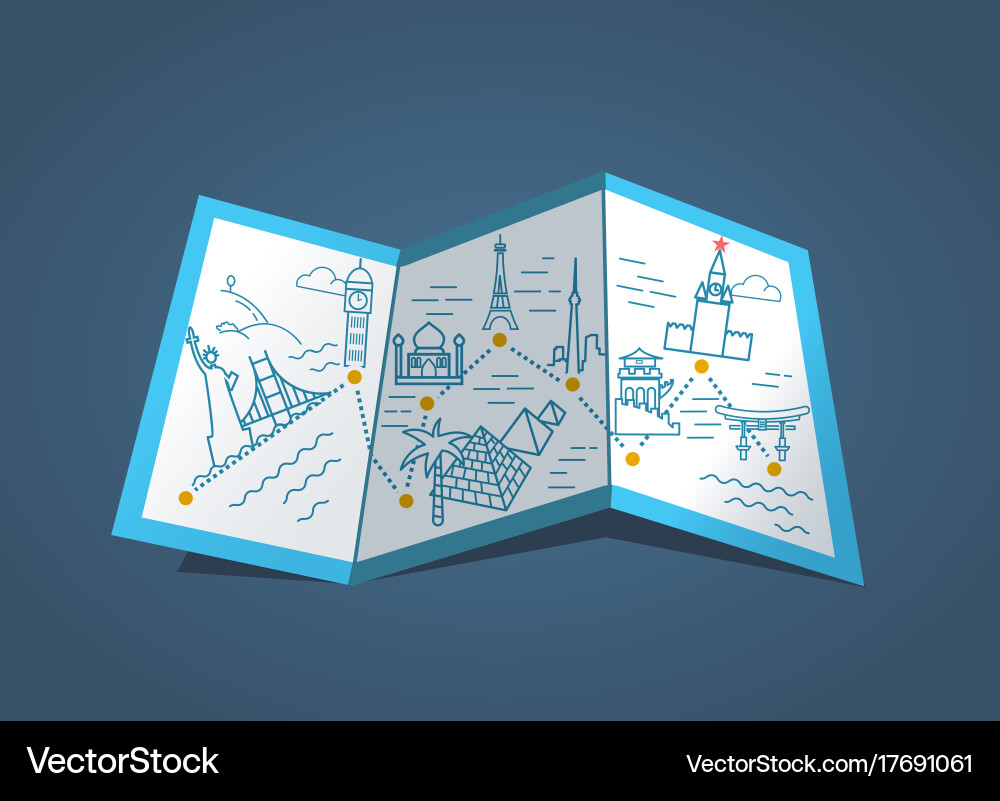 Icon map marked way Royalty Free Vector Image - VectorStock