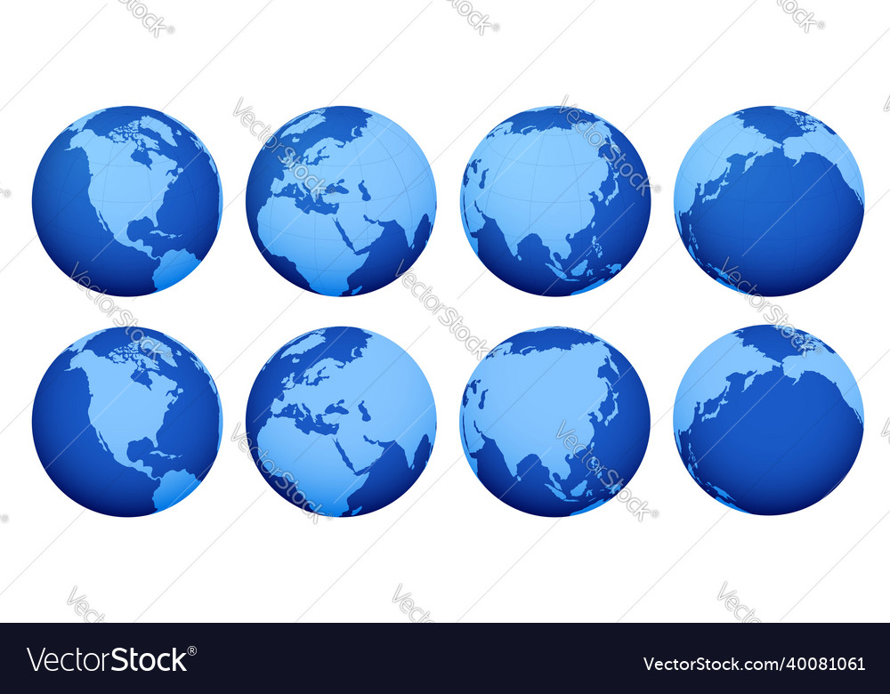 Isometric set of planet earth global map earth Vector Image