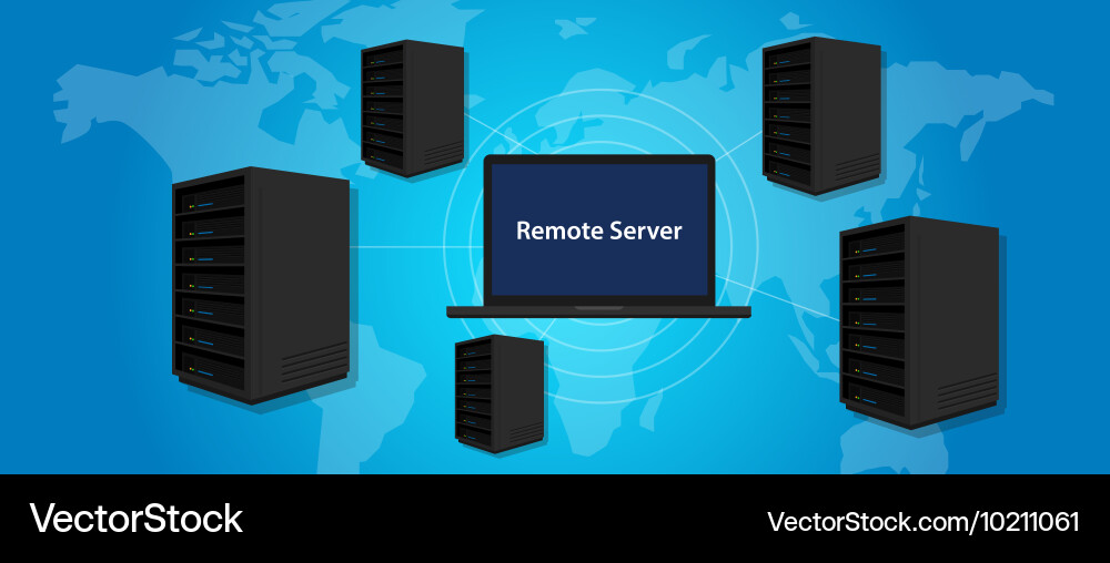 Remote server connecting manage computer online Vector Image