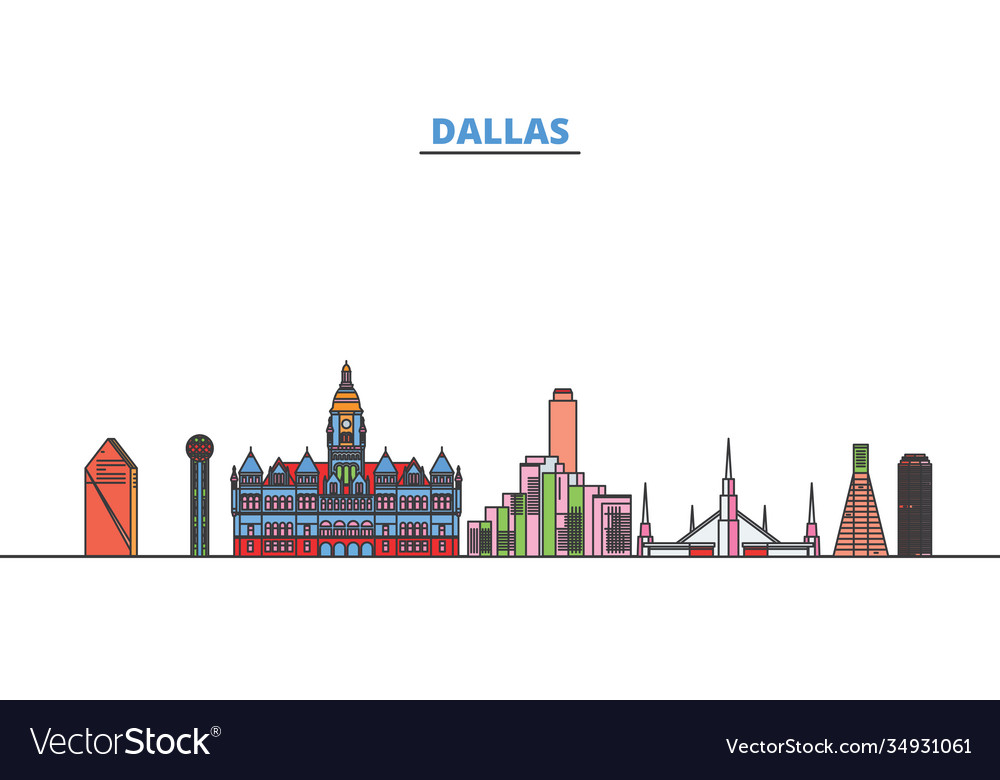 United states dallas line cityscape flat Vector Image