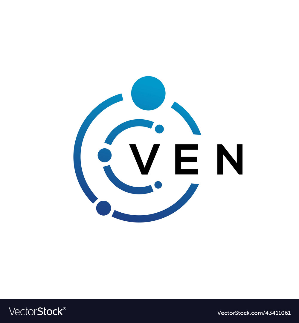 Ven letter technology logo design on white Vector Image