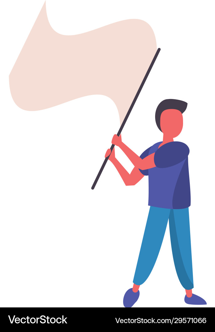 Activist man protesting with flag Royalty Free Vector Image