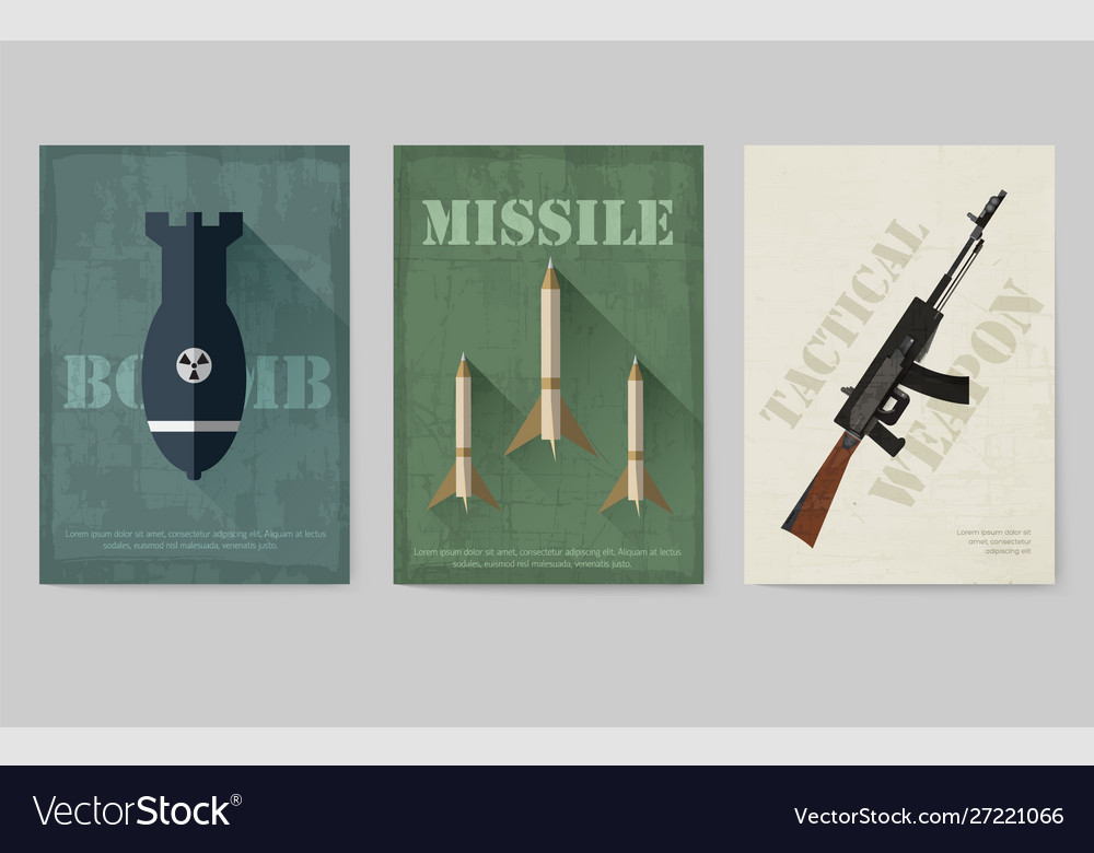Cards military equipment cards army template Vector Image