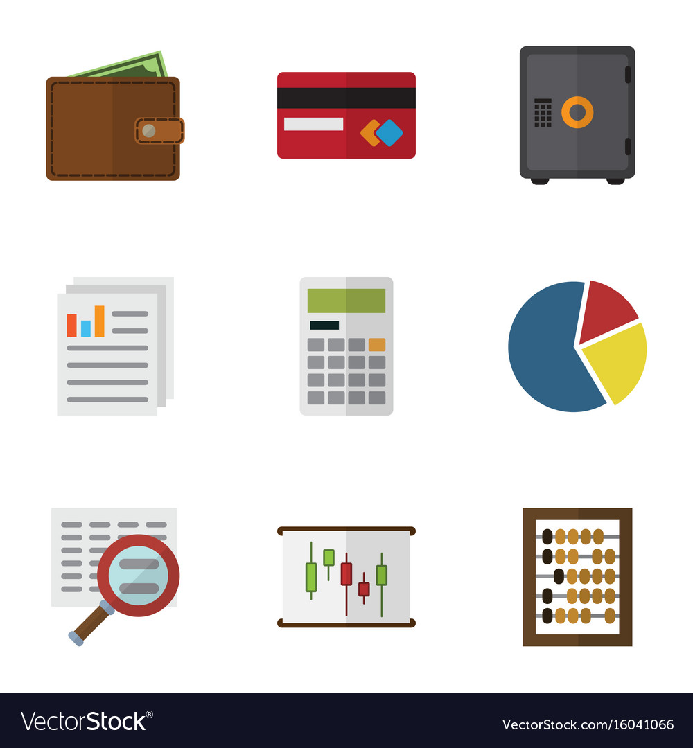 Flat Icon Finance Set Of Scan Counter Graph And Vector Image