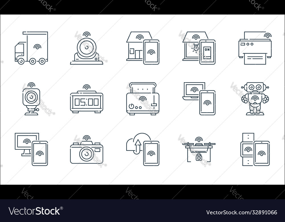 Internet things line icons linear set quality Vector Image