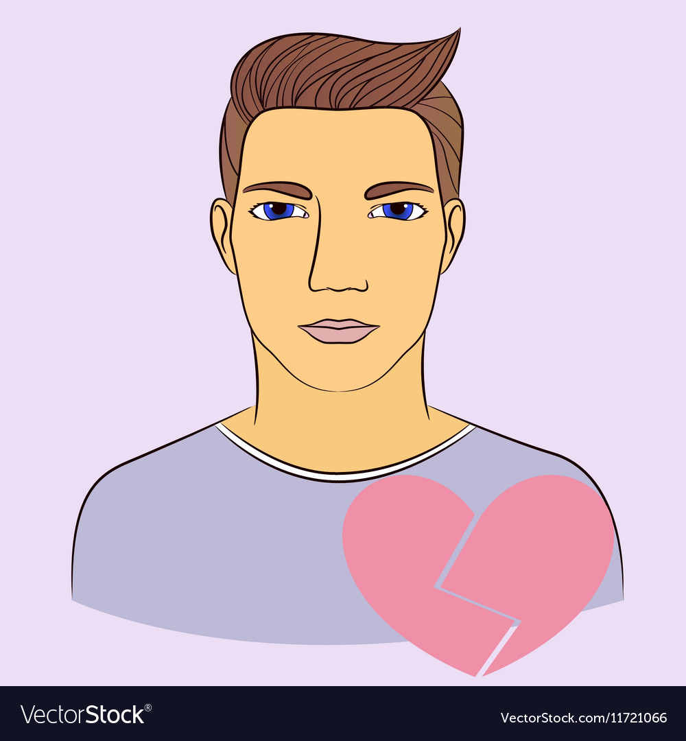 Man with broken heart Royalty Free Vector Image Man with broken heart Royalty Free Vector Image