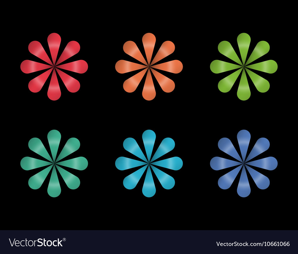 Rainbow flower logo icons and design elements Vector Image