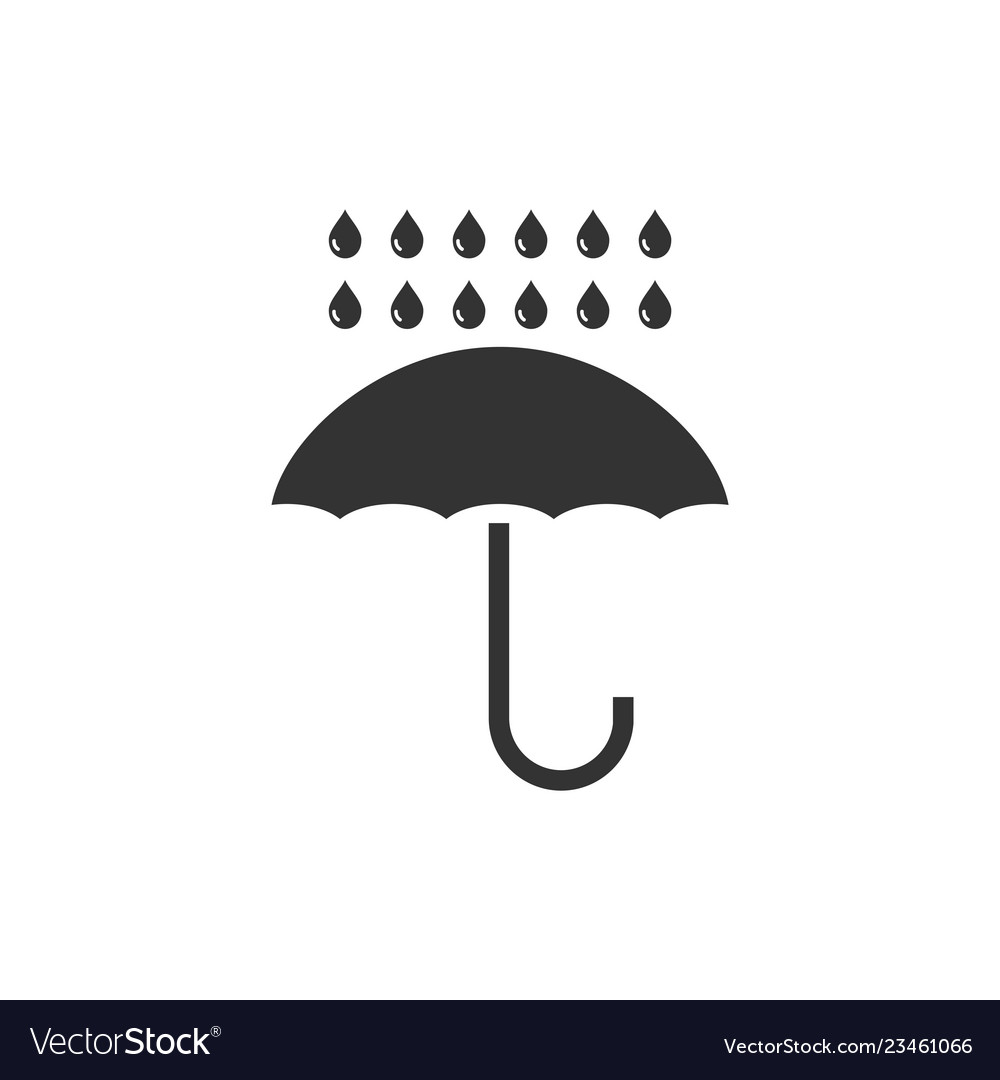 Umbrella and rain icon flat Royalty Free Vector Image