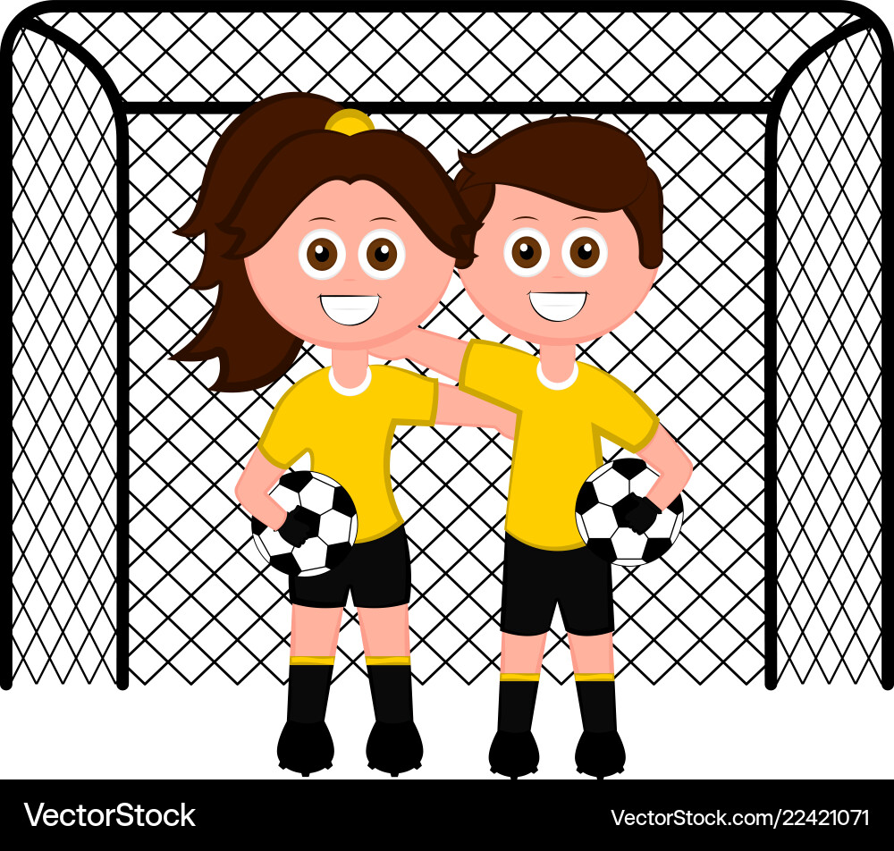 Pair of goalkeepers on a net Royalty Free Vector Image
