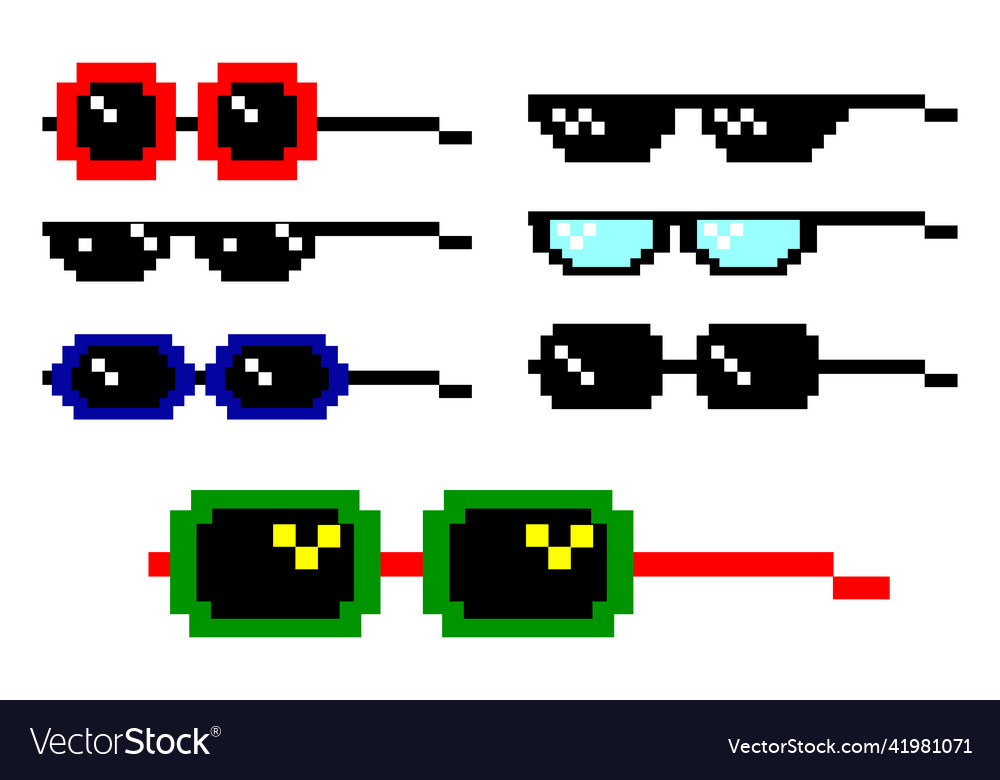 Realistic pixel glasses set modern style eyeglass Vector Image