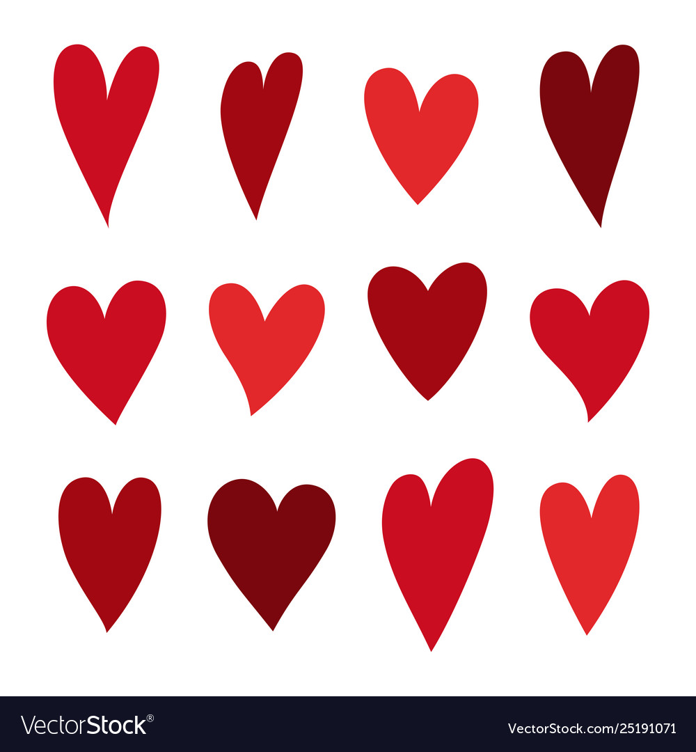 Red hearts set Royalty Free Vector Image - VectorStock