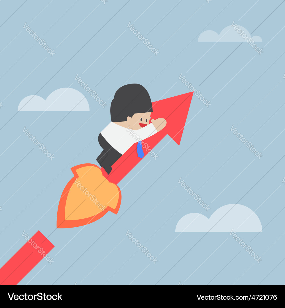 Businessman on growing graph success concept Vector Image