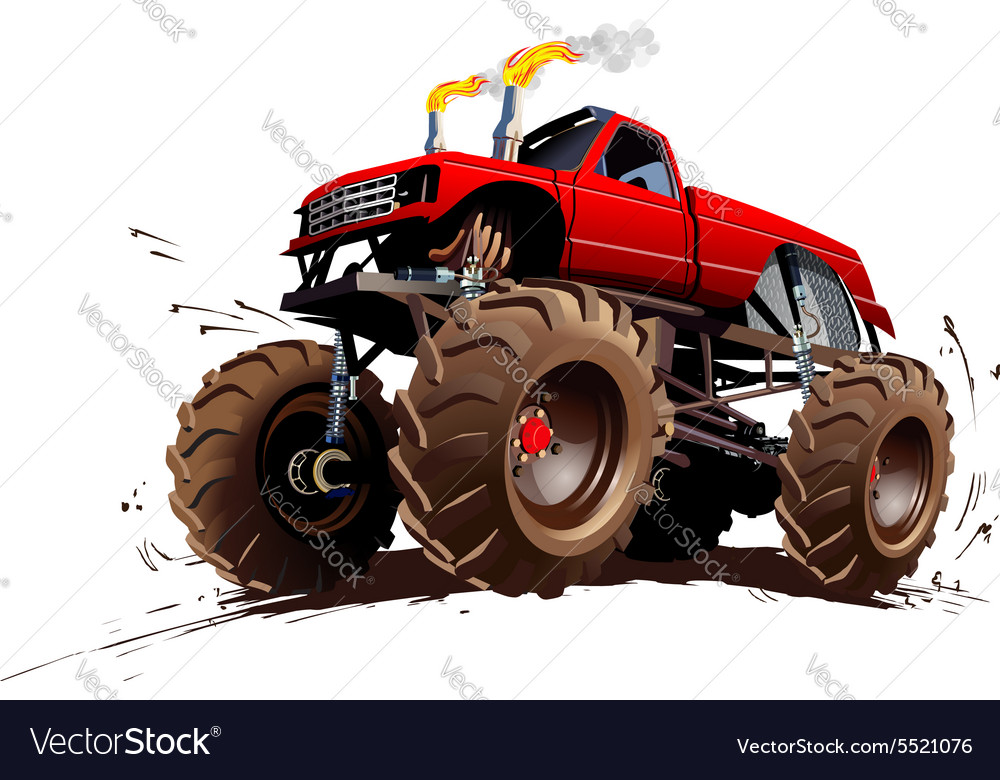 Red Monster Truck running. Cool cartoon , Stock Video