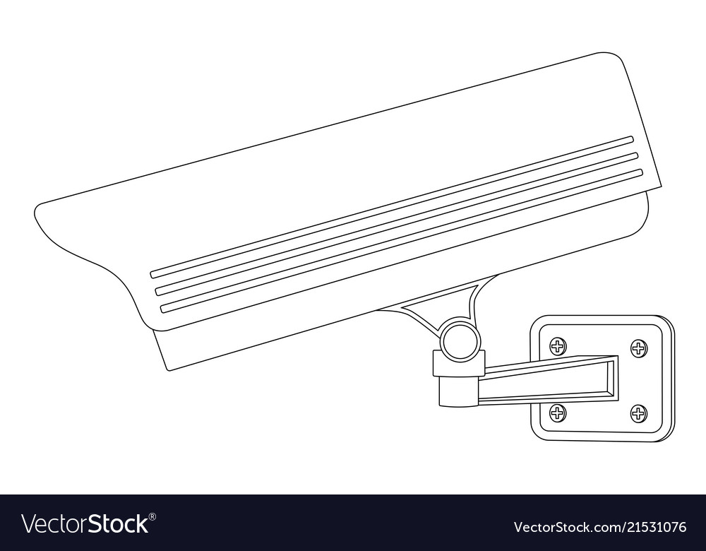 Cctv security camera side view outline drawing Vector Image