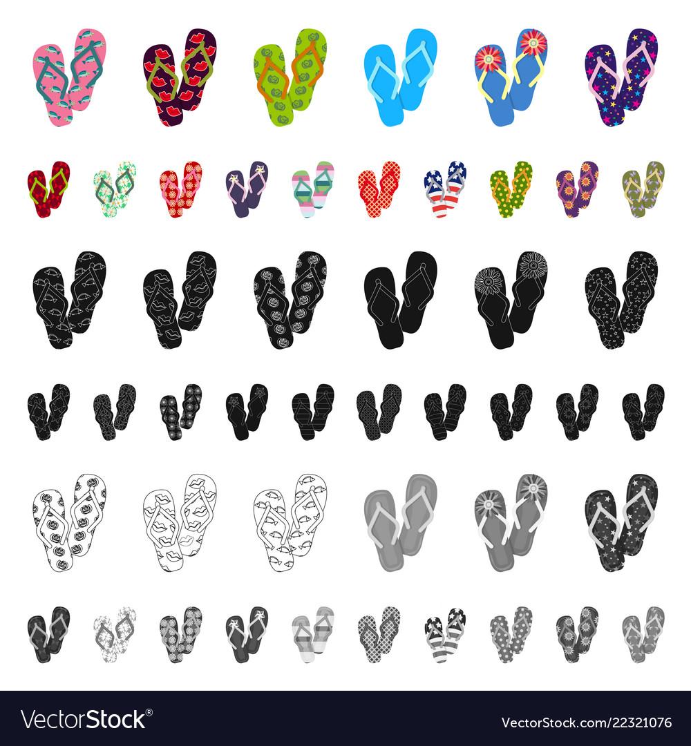 Flip-flops cartoon icons in set collection Vector Image
