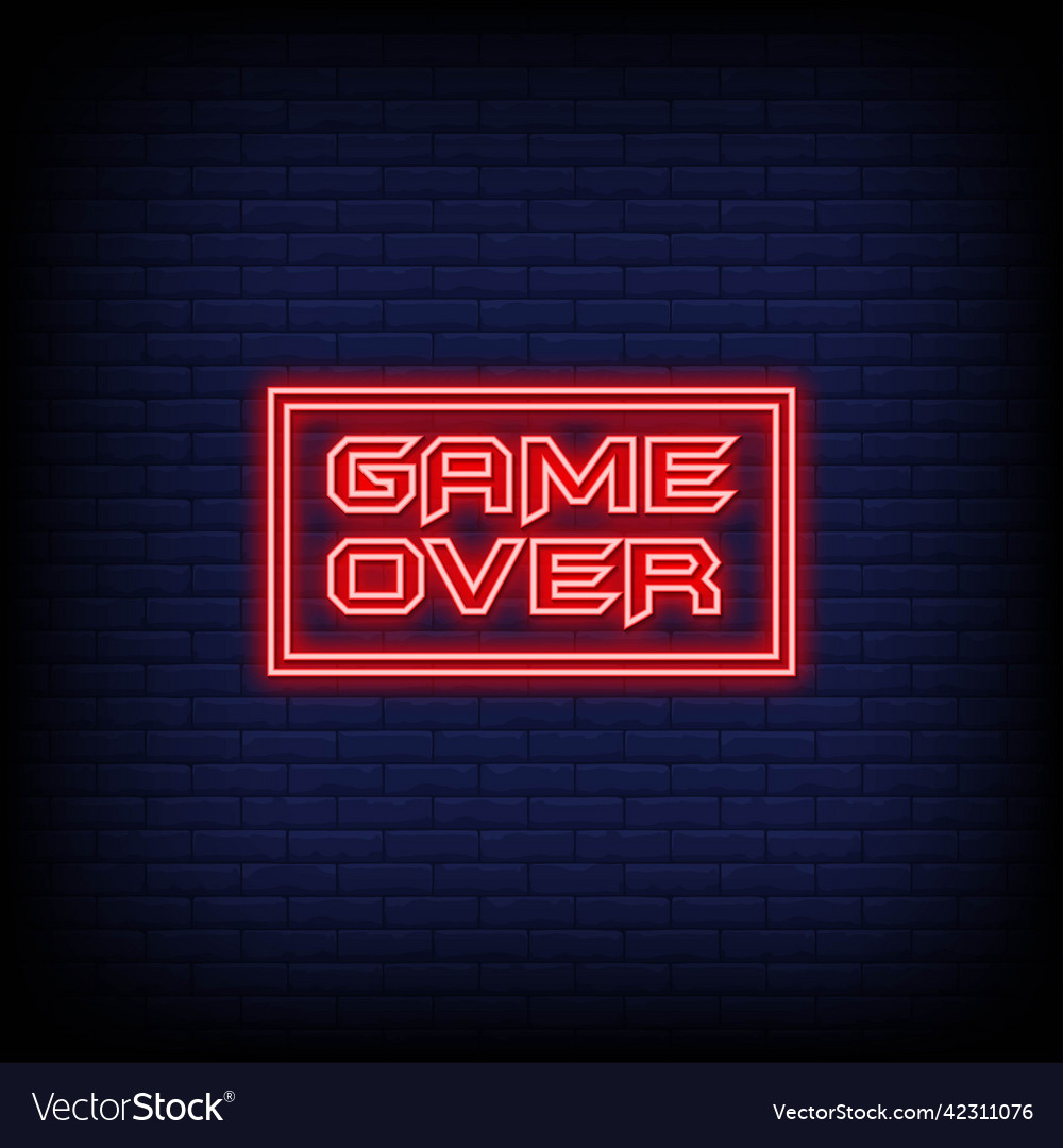 Game over neon signs style text Royalty Free Vector Image