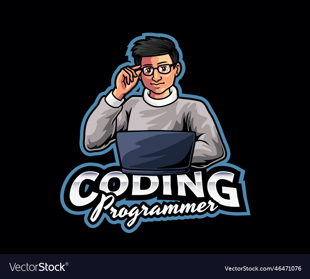 Programmer Mascot Logo Design Royalty Free Vector Image