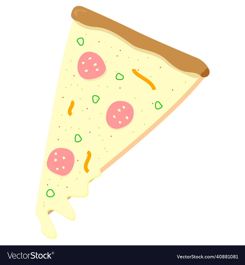 A slice of pizza with sausage Royalty Free Vector Image