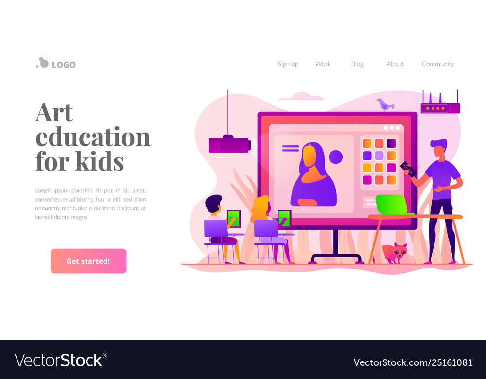 Art lessons landing page template Royalty Free Vector Image