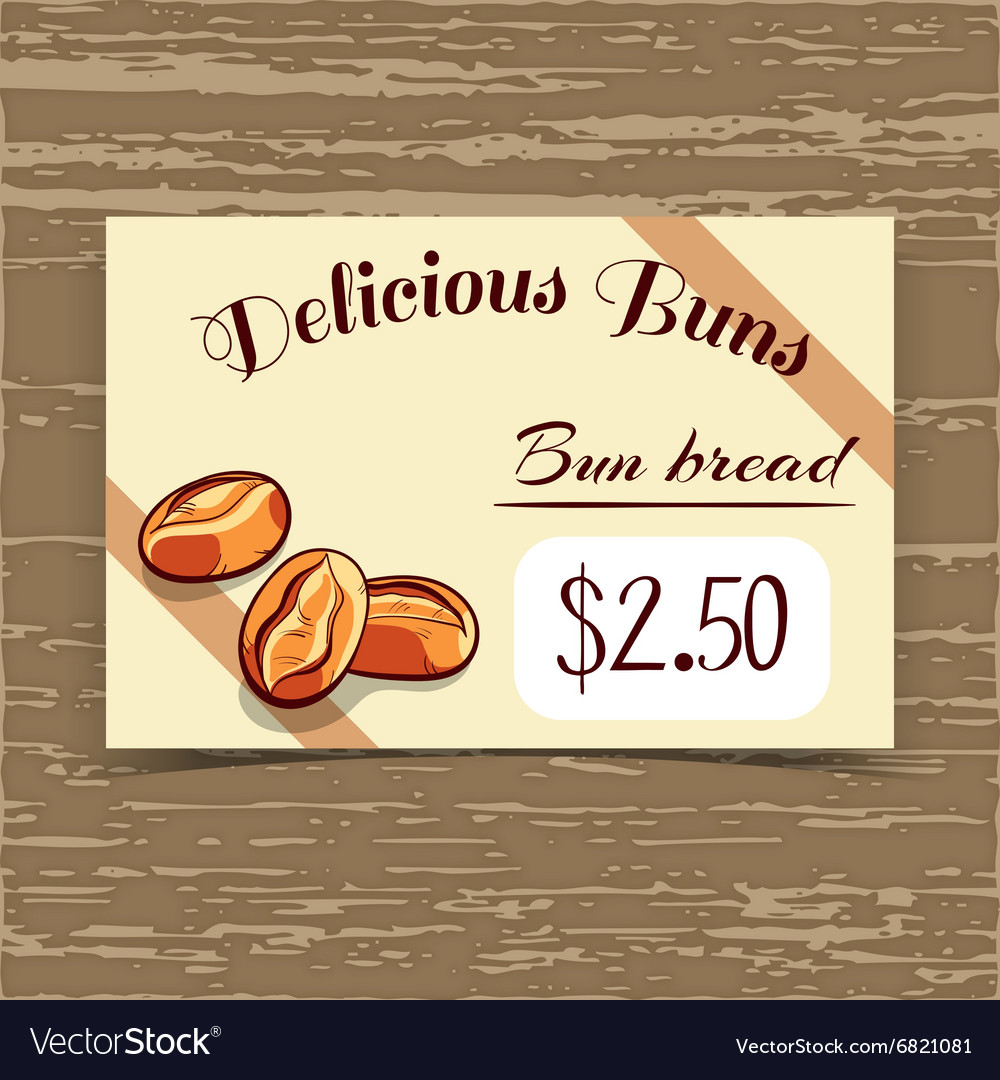 Price tag design bun bread Royalty Free Vector Image
