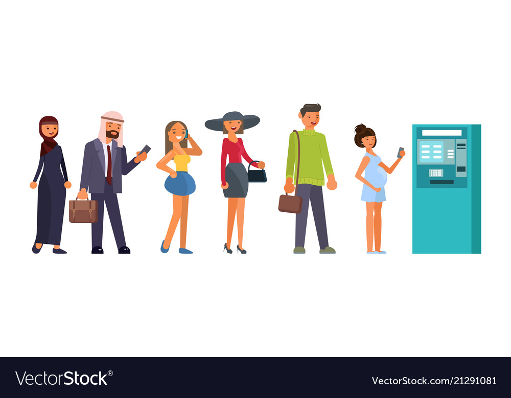 Queue at atm Royalty Free Vector Image - VectorStock