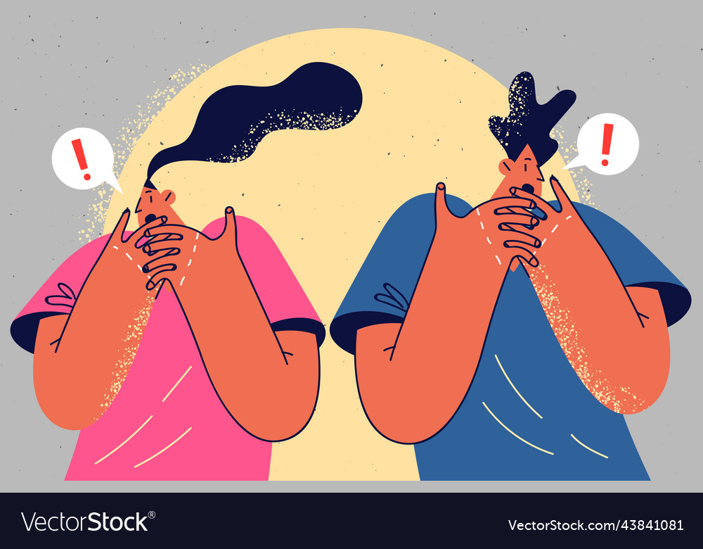 Shocked couple feeling frustrated and terrified Vector Image