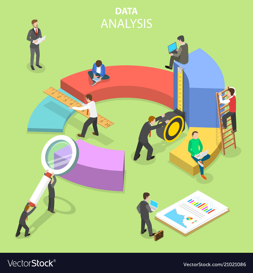 Data analysis flat isometric concept Royalty Free Vector