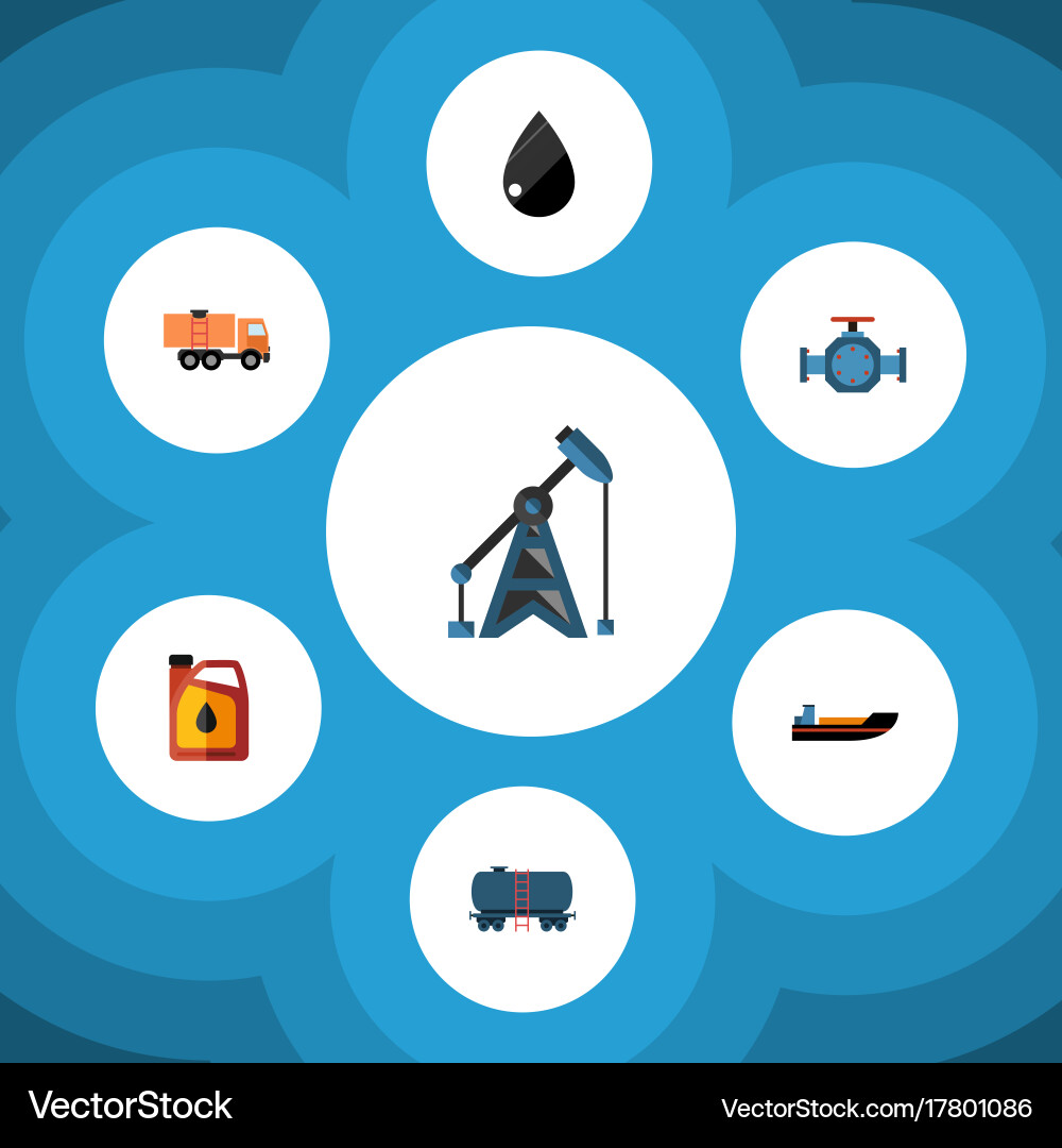Flat icon petrol set of container jerrycan Vector Image