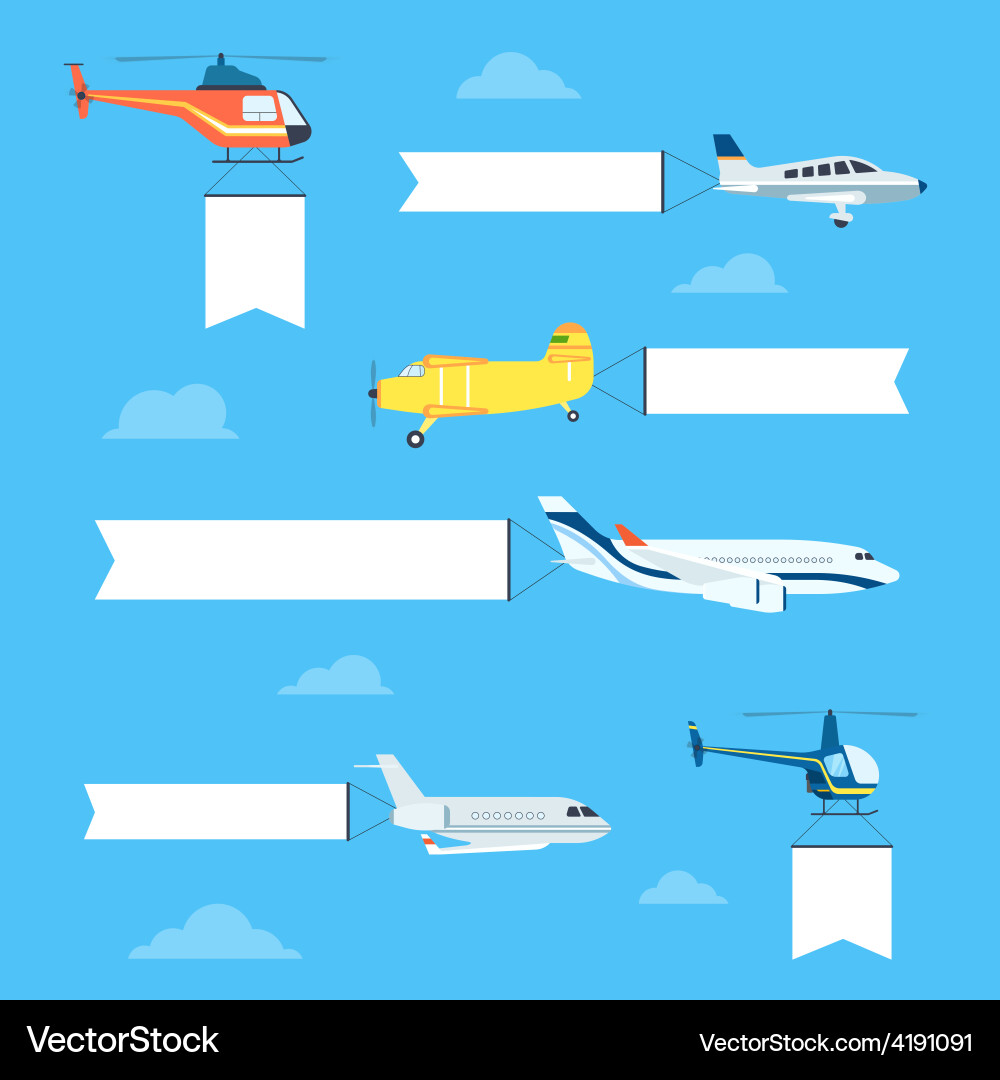 Flat airplanes set Royalty Free Vector Image - VectorStock